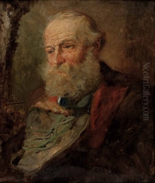 Portrait Eines Bartigen Herrn Mit Hut Beim Herrgottswinkel Oil Painting by Horazio Gaigher