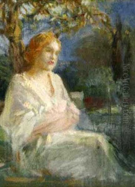 Sitzende Dame Im Park Oil Painting by Horazio Gaigher