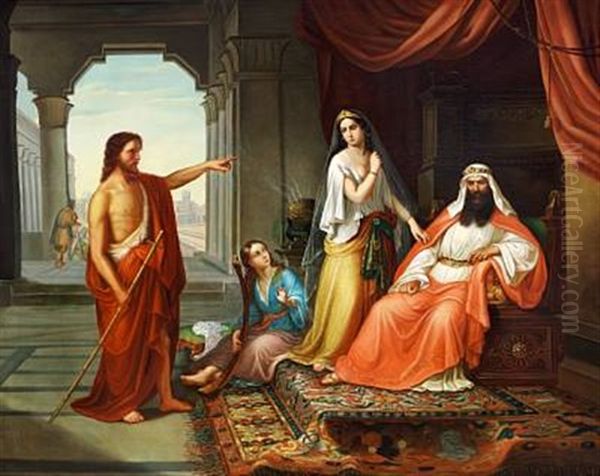 St. John The Baptist In The Palace Of King Herod Oil Painting by Matthias Joseph Gail