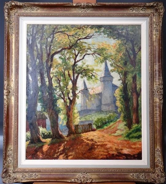 Morning At The Feudal Castle Of Veves Oil Painting by Francois Gaillard