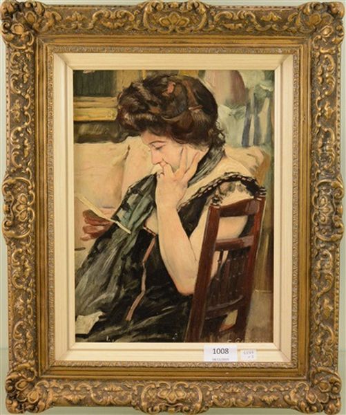 La Lettre Oil Painting by Franz (Bernard) Gailliard