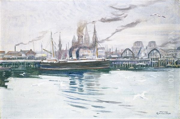 Marine - Oostende Oil Painting by Franz (Bernard) Gailliard