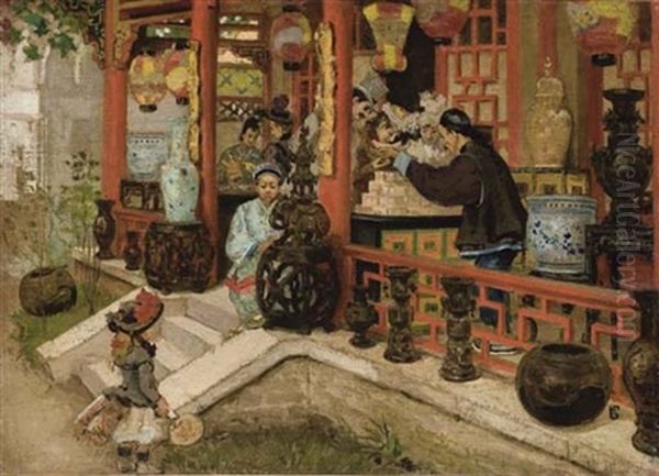 Le Magasin Chinois Oil Painting by Franz (Bernard) Gailliard