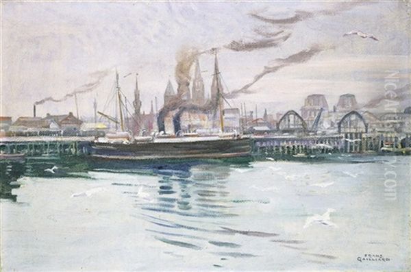 Marine - Ostende Oil Painting by Franz (Bernard) Gailliard