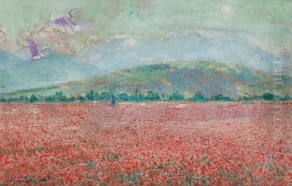 Paysage Au Coquelicots Oil Painting by Franz (Bernard) Gailliard