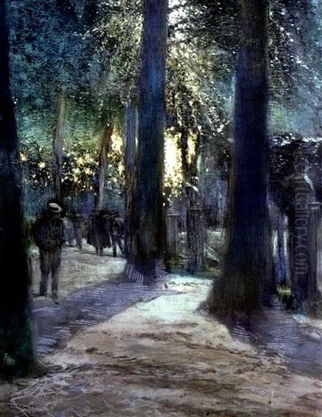 Apres-midi Au Parc De Bruxelles Oil Painting by Franz (Bernard) Gailliard