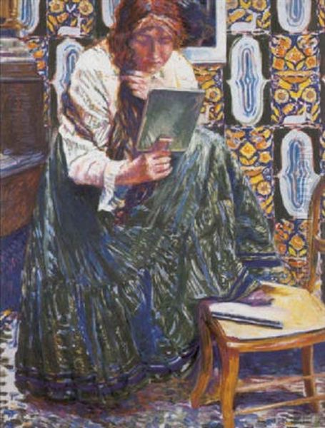 Inquietude Oil Painting by Franz (Bernard) Gailliard