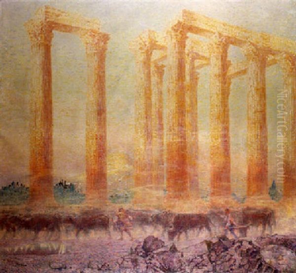 Le Temple De Zeus Oil Painting by Franz (Bernard) Gailliard