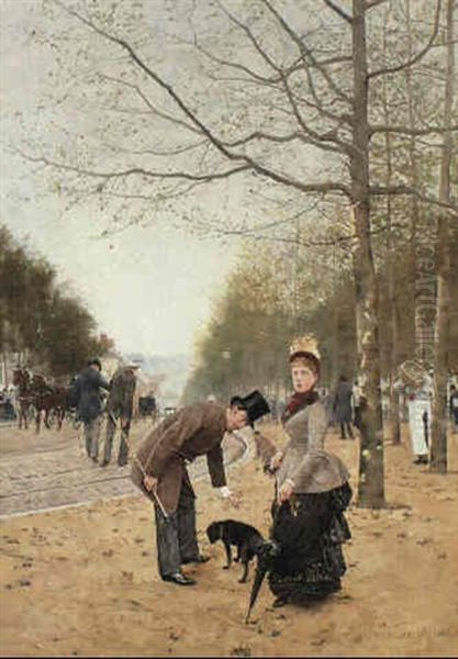 Sunday In The Park Oil Painting by Franz (Bernard) Gailliard