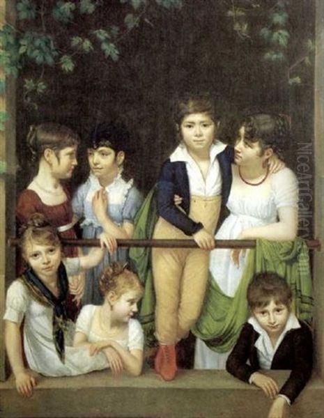 Enfants Au Balcon Oil Painting by Bernard Gaillot