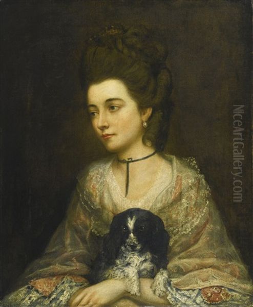 Portrait Of A Lady Holding A Spaniel Oil Painting by Thomas Gainsborough