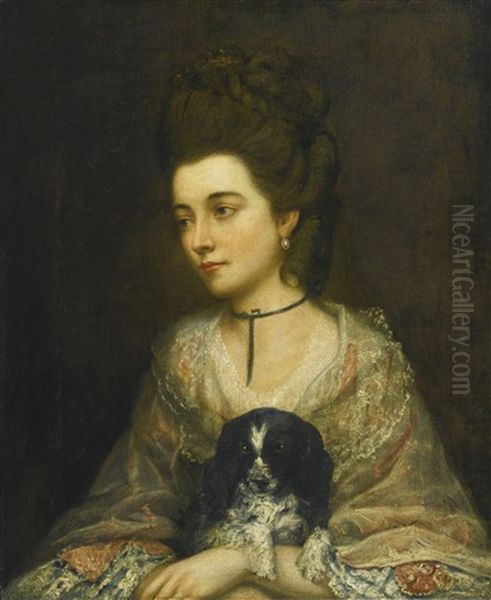 Portrait Of A Lady Holding A Spaniel Oil Painting by Thomas Gainsborough