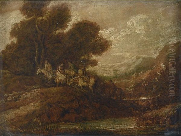 Horse Riders In A Landscape Oil Painting by Thomas Gainsborough