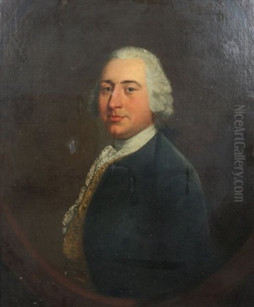 Half Length Portrait Of A Gentleman Wearing A Blue Jacket And Gold Waistcoat Oil Painting by Thomas Gainsborough