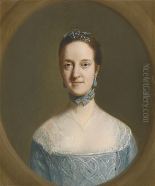 Portrait Of Mrs Elizabeth Edgar, Half-length, Wearing A Blue Dress Oil Painting by Thomas Gainsborough