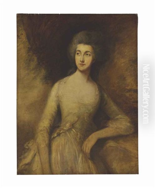 Portrait Of A Lady, Three-quarter Length, Traditionally Identified As Mrs. Fisher (mary Gainsborough) Oil Painting by Thomas Gainsborough