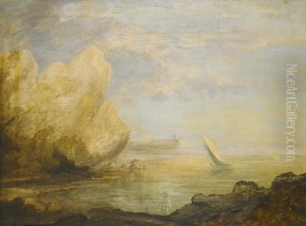 A Coastal Landscape Oil Painting by Thomas Gainsborough