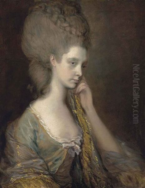 Portrait Of Lady Anne Thistlethwaite, Countess Of Chesterfield (1759-1798) In A Blue Dress Oil Painting by Thomas Gainsborough