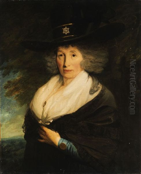 Portrait Einer Dame Mit Weitem, Schwarzem Hut Uber Grau Gepudertem Haar Oil Painting by Thomas Gainsborough