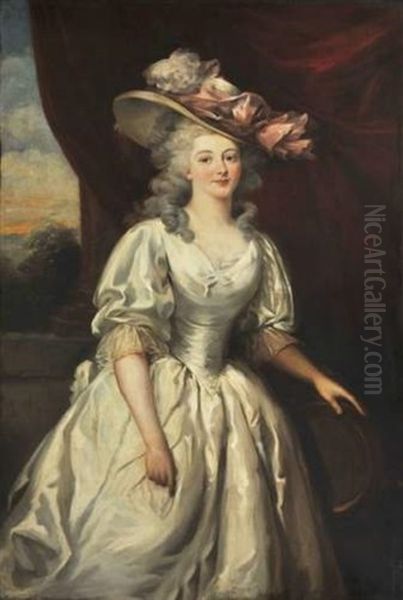 Portrait De Femme Au Chapeau Et A La Robe Blanche Oil Painting by Thomas Gainsborough