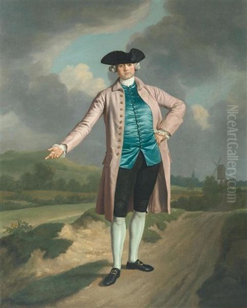 Portrait Eines Edelmannes In Einer Weiten Landschaft Mit Einer Windmuhle Oil Painting by Thomas Gainsborough