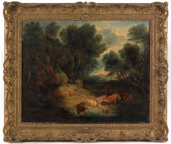 Landscape With Figures And Cows Oil Painting by Thomas Gainsborough