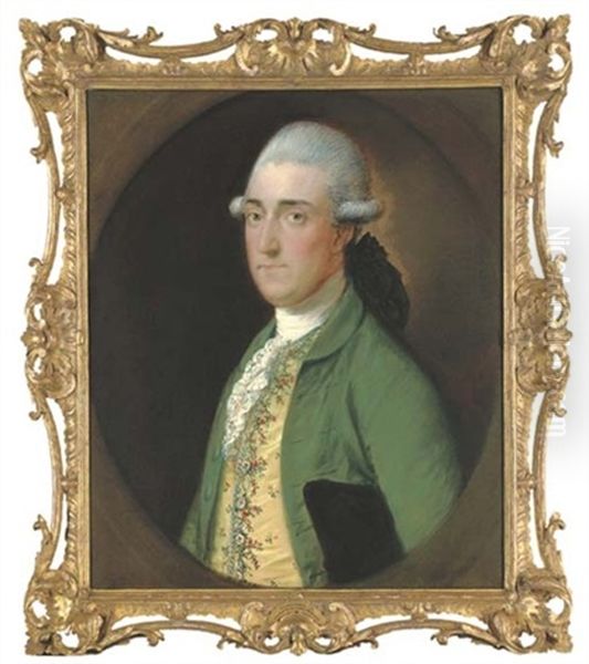 Portrait Of Walwyn Graves, Of Mickleton Manor, Gloucestershire, Half-length, In A Green Coat And Yellow Embroidered Waistcoat, A Tricorn Under His Left Arm Oil Painting by Thomas Gainsborough