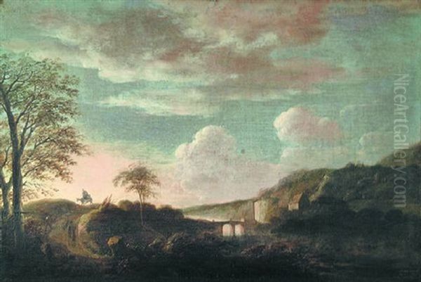 House & Figures In A Mountainous Landscape Oil Painting by Thomas Gainsborough