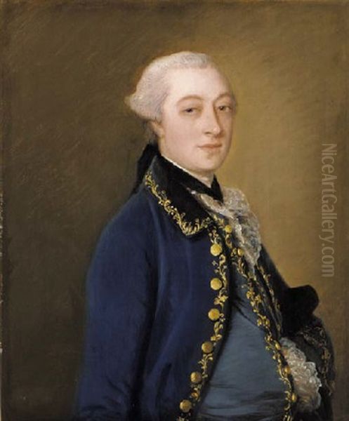 Portrait Of A Gentleman In A Gold-embroidered Blue Jacket Oil Painting by Thomas Gainsborough