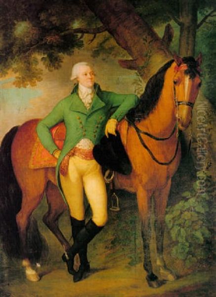 Portrait Of Jean-guillaume-michel, 2nd Comte De Borchgrave D'altena, Wearing A Green Coat, In A Landscape Oil Painting by Thomas Gainsborough