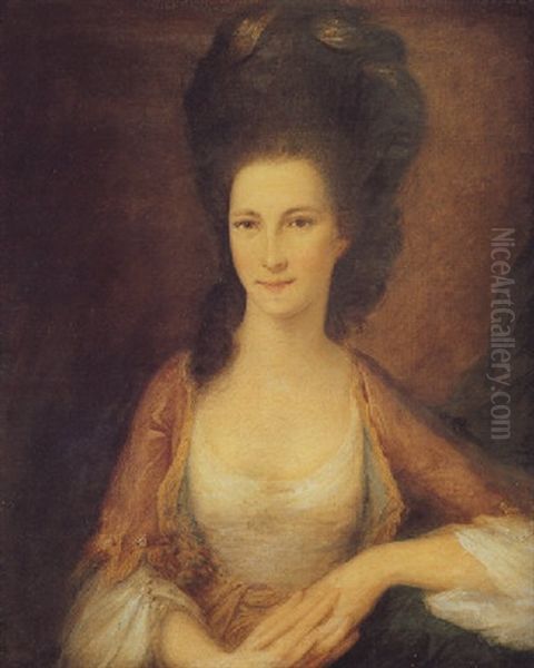 Portrait Of Miss Philadelphia Rowley, Lady Cotton, Wearing A Red And Yellow Dress Oil Painting by Thomas Gainsborough