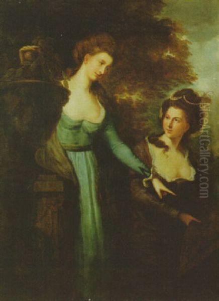 Portrait Of Alice And Martha Andrews In A Landscape Oil Painting by Thomas Gainsborough