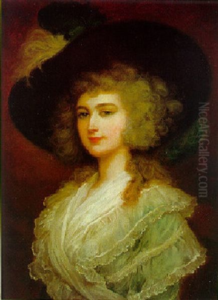 Junge Dame Mit Federhut Oil Painting by Thomas Gainsborough