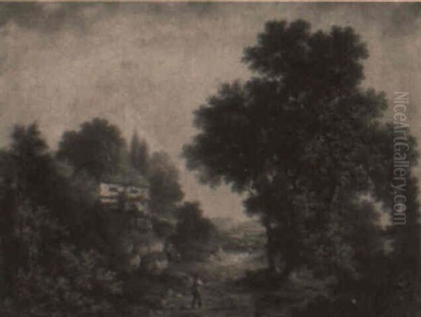 Wooded Landscape With Figures And Cottage Oil Painting by Thomas Gainsborough