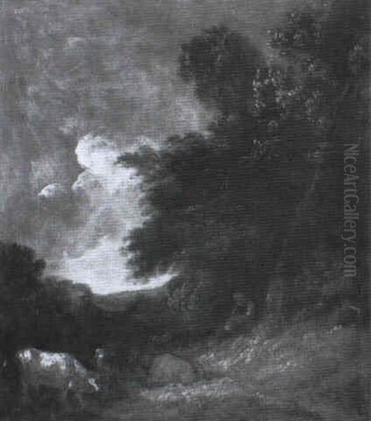 Landscape With Cowherd Oil Painting by Thomas Gainsborough