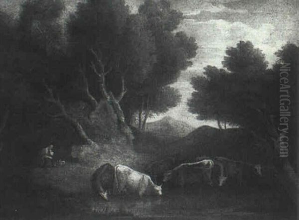 Cattle Watering Oil Painting by Thomas Gainsborough