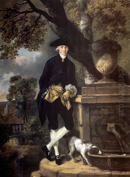 Portrait Of A Gentleman Wearing A Dark Blue Jacket And Breeches Oil Painting by Thomas Gainsborough