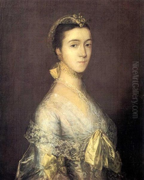 Portrait Of Sarah Paige, Wearing A Dress Trimmed With Yellow Bows Oil Painting by Thomas Gainsborough