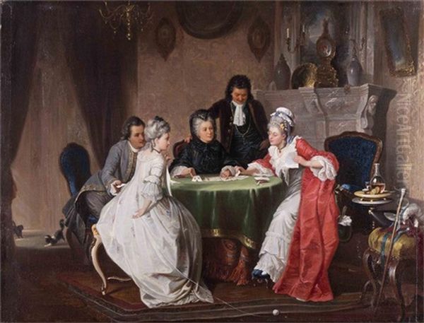 Das Kartenspiel Oil Painting by Jakob Emanuel Gaisser