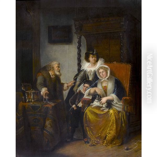 Der Schmuckhandler Oil Painting by Jakob Emanuel Gaisser