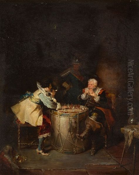 Musketiere Bei Einer Schachpartie Oil Painting by Jakob Emanuel Gaisser