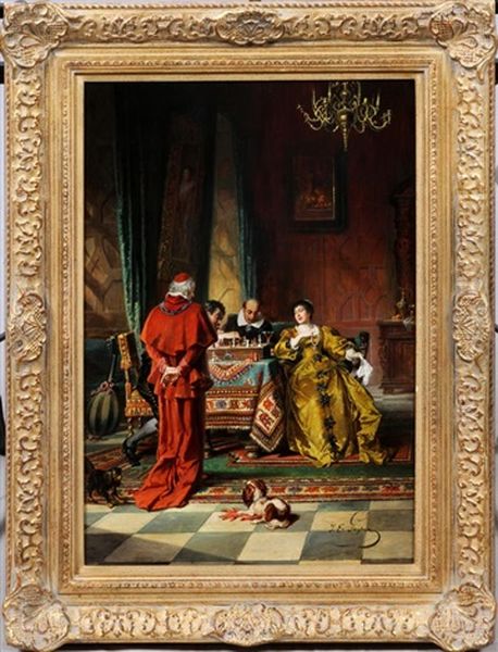 The Chess Game Oil Painting by Jakob Emanuel Gaisser