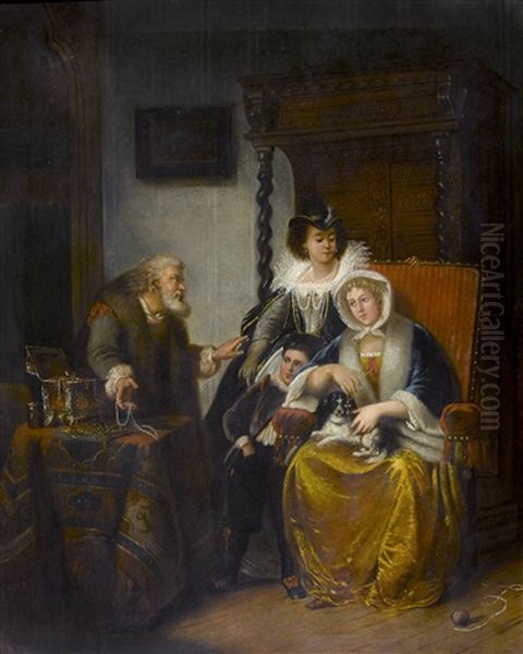 Der Schmuckhandler Oil Painting by Jakob Emanuel Gaisser