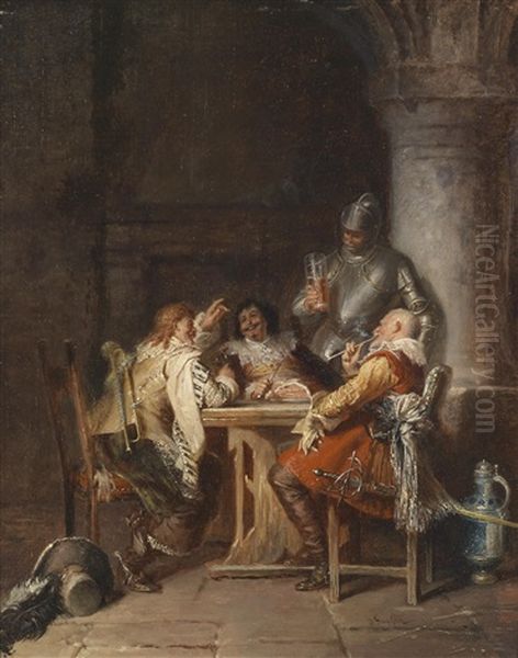 Auf Der Wachstube Oil Painting by Jakob Emanuel Gaisser