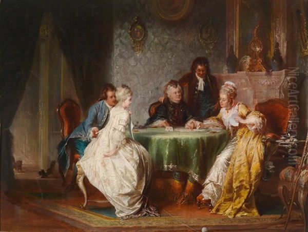 Das Trickreiche Kartenspiel Oil Painting by Jakob Emanuel Gaisser