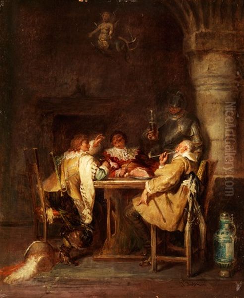 Im Weinkeller Oil Painting by Jakob Emanuel Gaisser