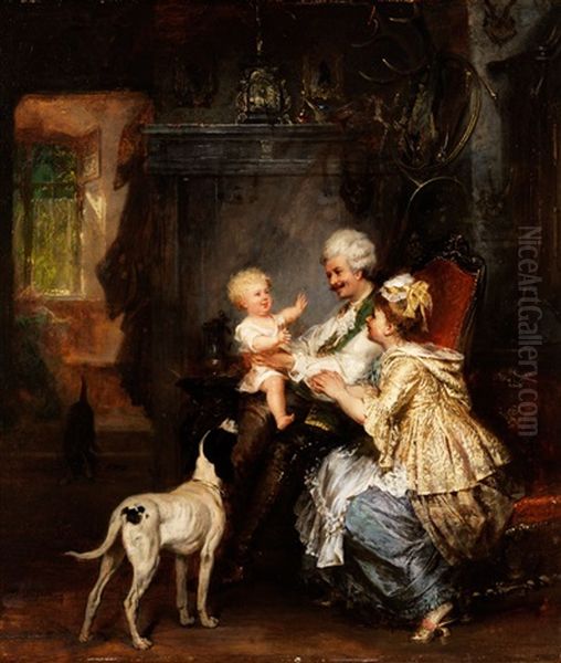 Familiengluck Oil Painting by Jakob Emanuel Gaisser