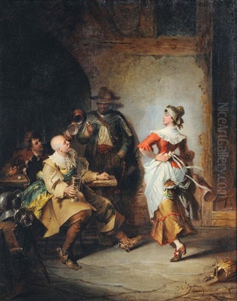 Invitation To The Dance Oil Painting by Jakob Emanuel Gaisser