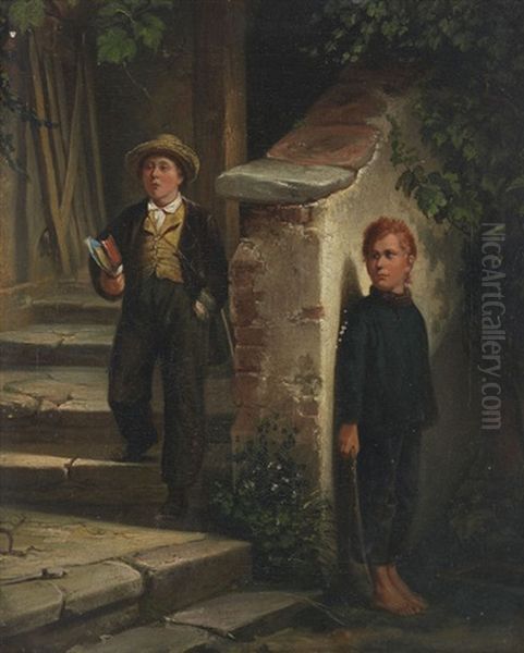 Nach Der Schule Oil Painting by Jakob Emanuel Gaisser