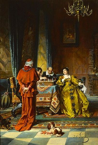 The Chess Game Oil Painting by Jakob Emanuel Gaisser